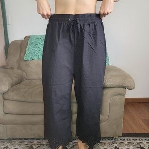 Palm Rio Eyelet Detailed Cropped Cotton Pamts Size 2X
